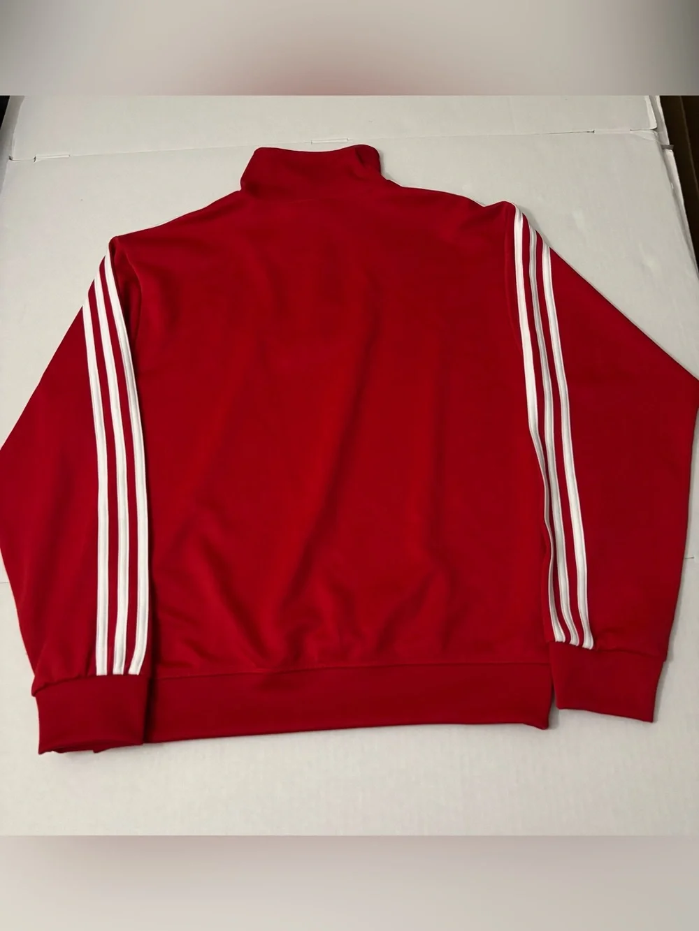 Adidas Funnelneck Track Top Red Pullover Three Stripe Mens Size S